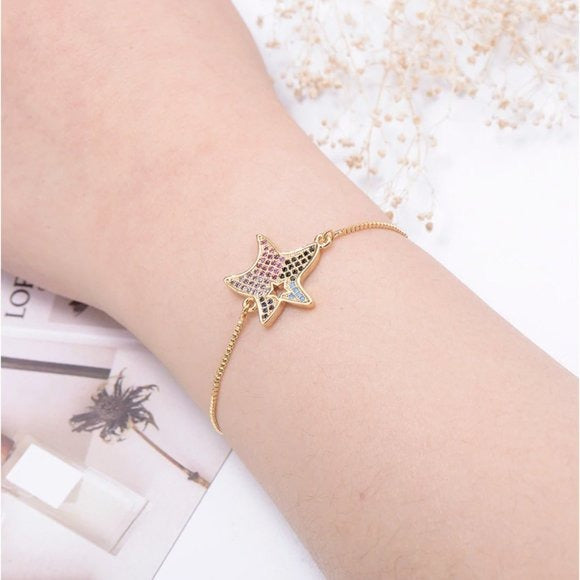Cute Starfish Charm Rose Gold Bracelet