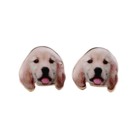 Beige Gold Labrador Lab Dog Puppy Animal Stud Earrings