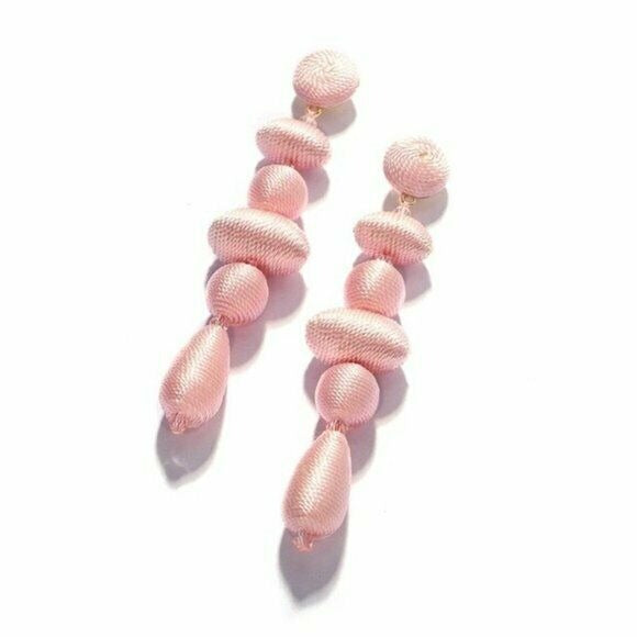 Pink Round Oval Contemporary Long Drop Women's Fashion Earrings Party Fun 