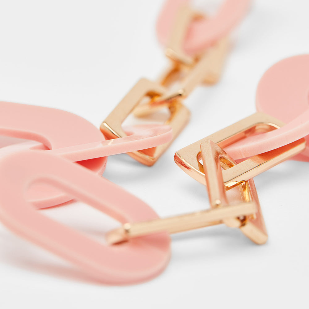 Peach Gold Long Oval Retro Geometric Drop Dangle Women's Earrings Blogger