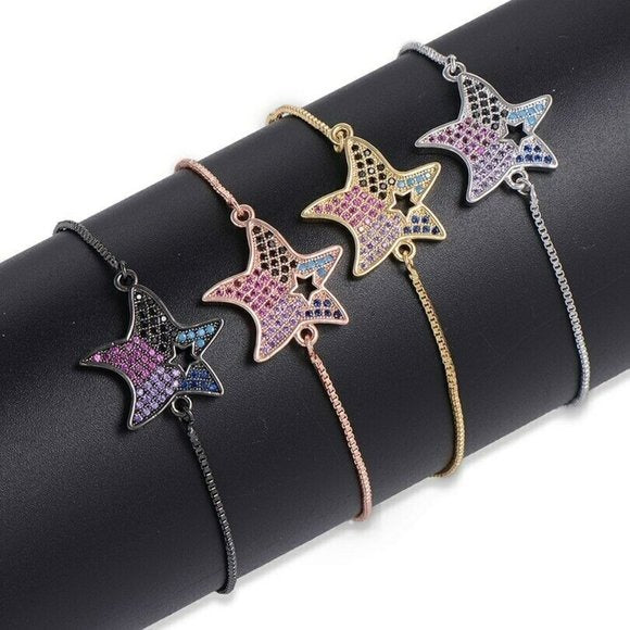 Cute Starfish Charm Silver Bracelet