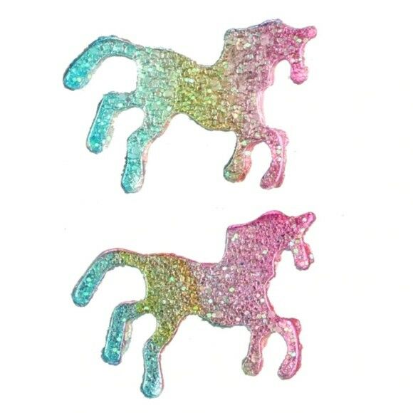 Multi-Color Unicorn Small Women's Stud Earrings Horse Animal Glitter Magic ChildMulti-Color Glitter Magic Unicorn Small Stud Earrings