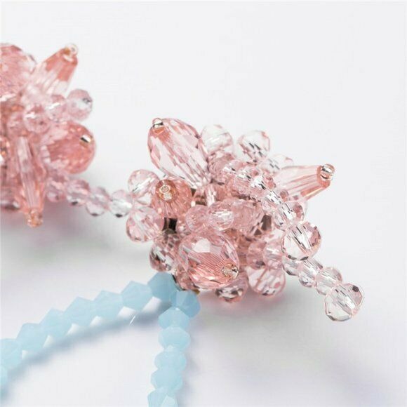 Pink Blue Acrylic Flower Long Dangle Women's Fashion Earrings Party Fun Chic 