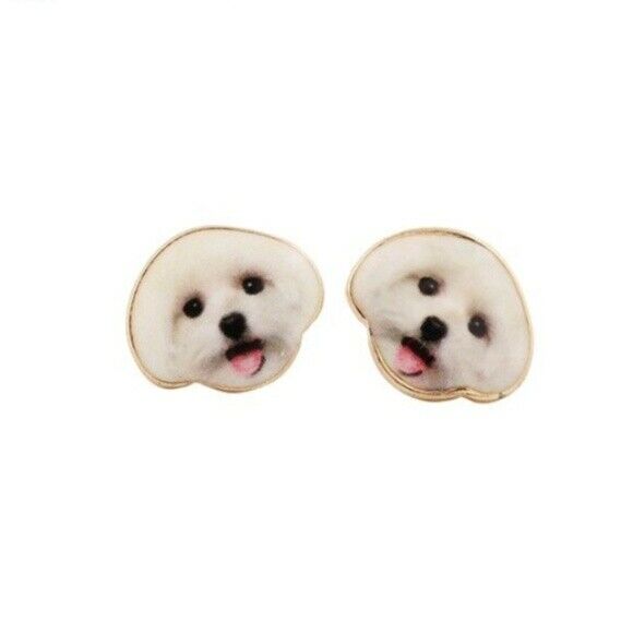 Happy Poodle Puppy Dog Cute Animal Lover Women's Stud Earrings 