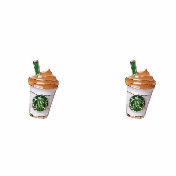 Starbucks Coffee Frappe Drink Small Stud Fashion Earrings