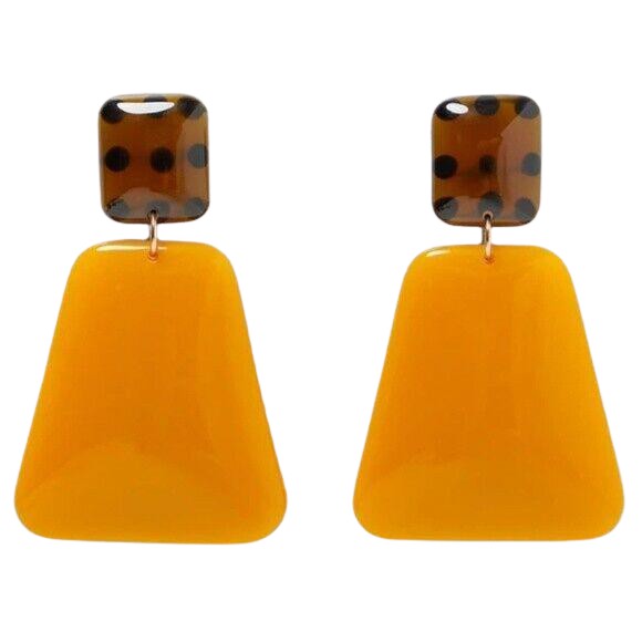 Retro Orange Polkadot Geometric Large Chic Earrings