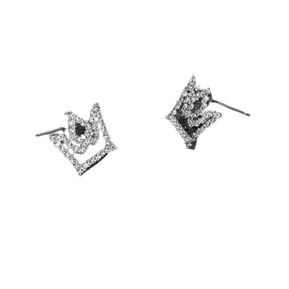 Sterling Silver Princess Crown Tiara Cubic Zirconia Stud Earrings