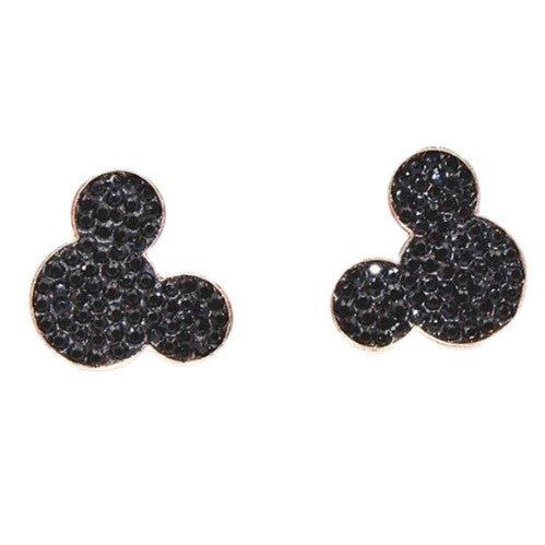 Black Rose Gold Mickey Mouse Stud Earrings