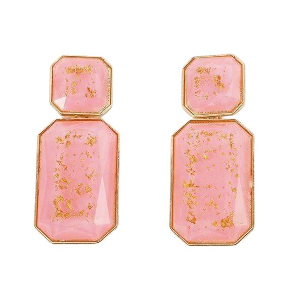 Golden Sprinkles Pink Acrylic Retro Drop Earrings
