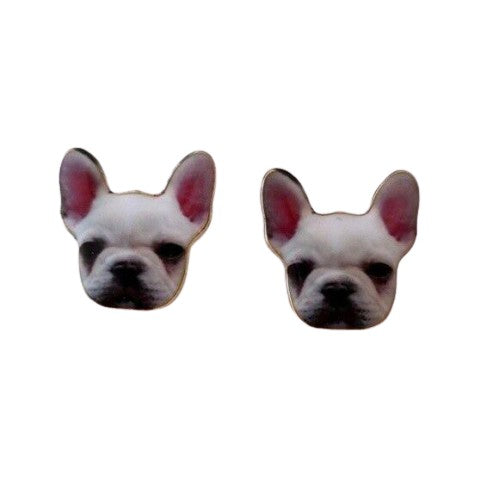 White French Bulldog Women's Stud Earrings Frenchie Dog Puppy Pet Animal Love
