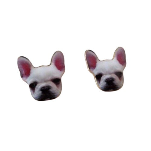 White French Bulldog Women's Stud Earrings Frenchie Dog Puppy Pet Animal Love