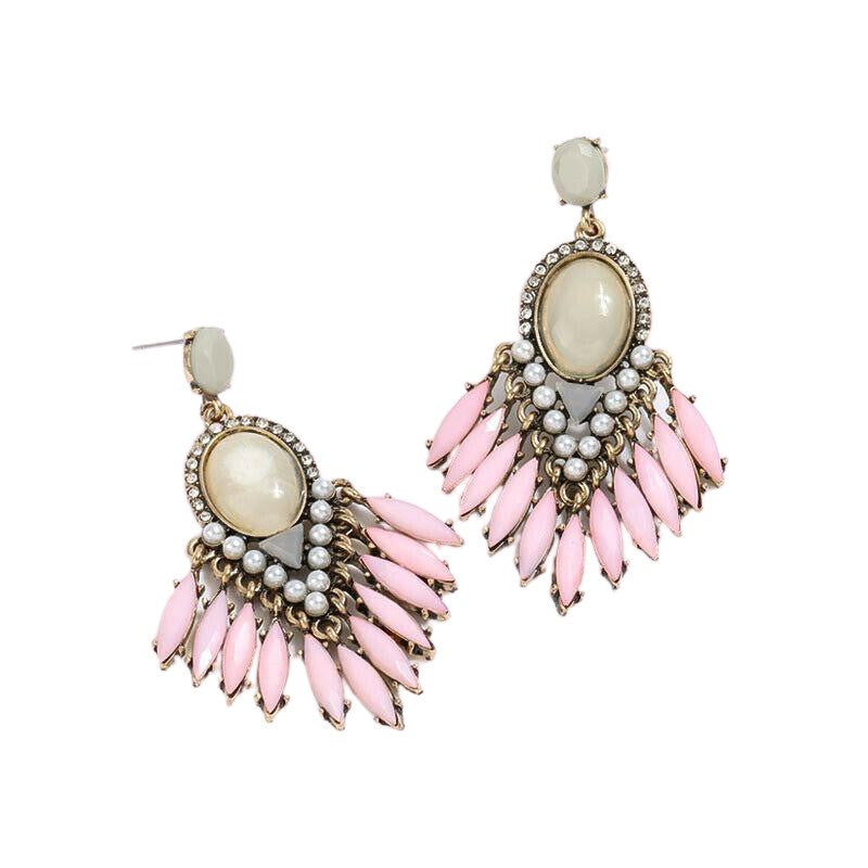 Pink Boho Gypsy Dangle Tassel Earrings
